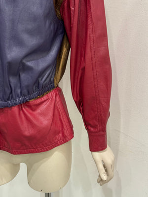1980s Giorgio Armani panelled leather bomber jacket