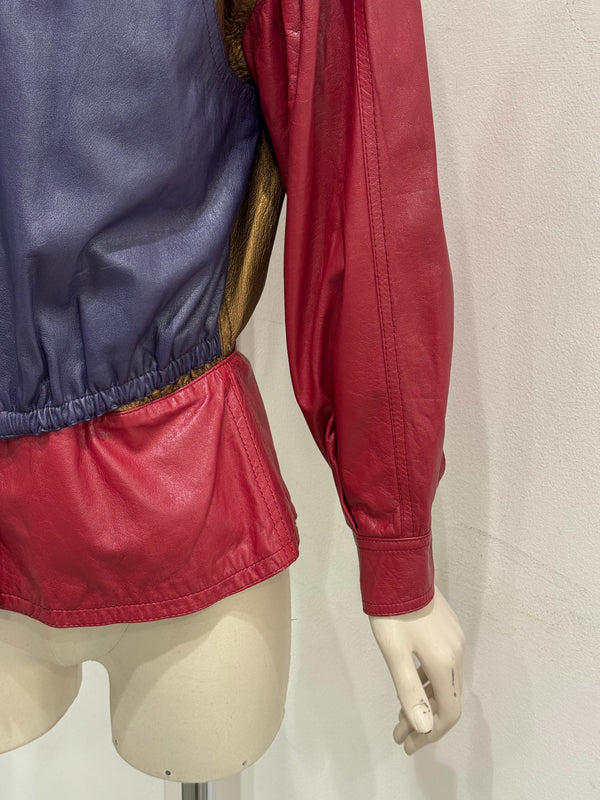 1980s Giorgio Armani panelled leather bomber jacket
