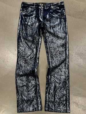Roberto Cavalli waxed silver pants