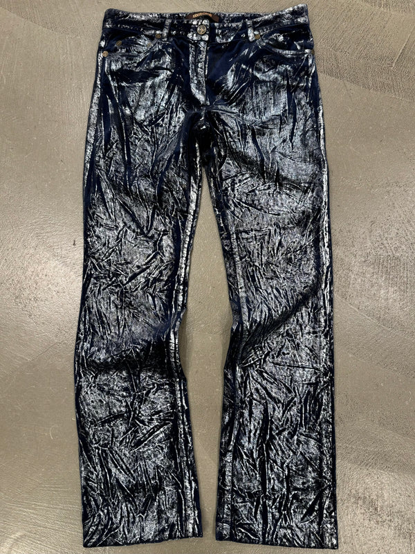Roberto Cavalli waxed silver pants