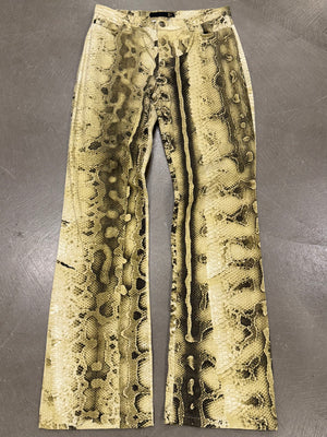 2000s Cavalli snakeskin print flared jeans