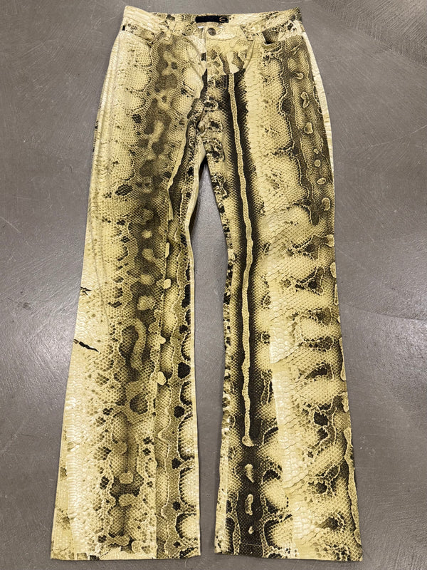 2000s Cavalli snakeskin print flared jeans