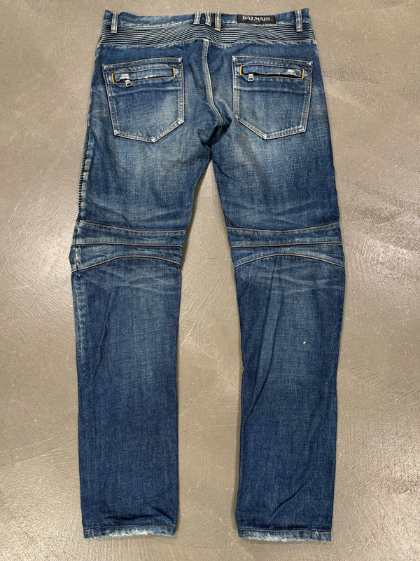 2010s Pierre Balmain biker heavy denim
