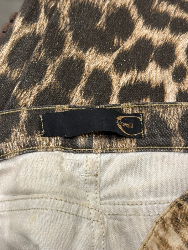 2000s Cavalli leopard print denim pants