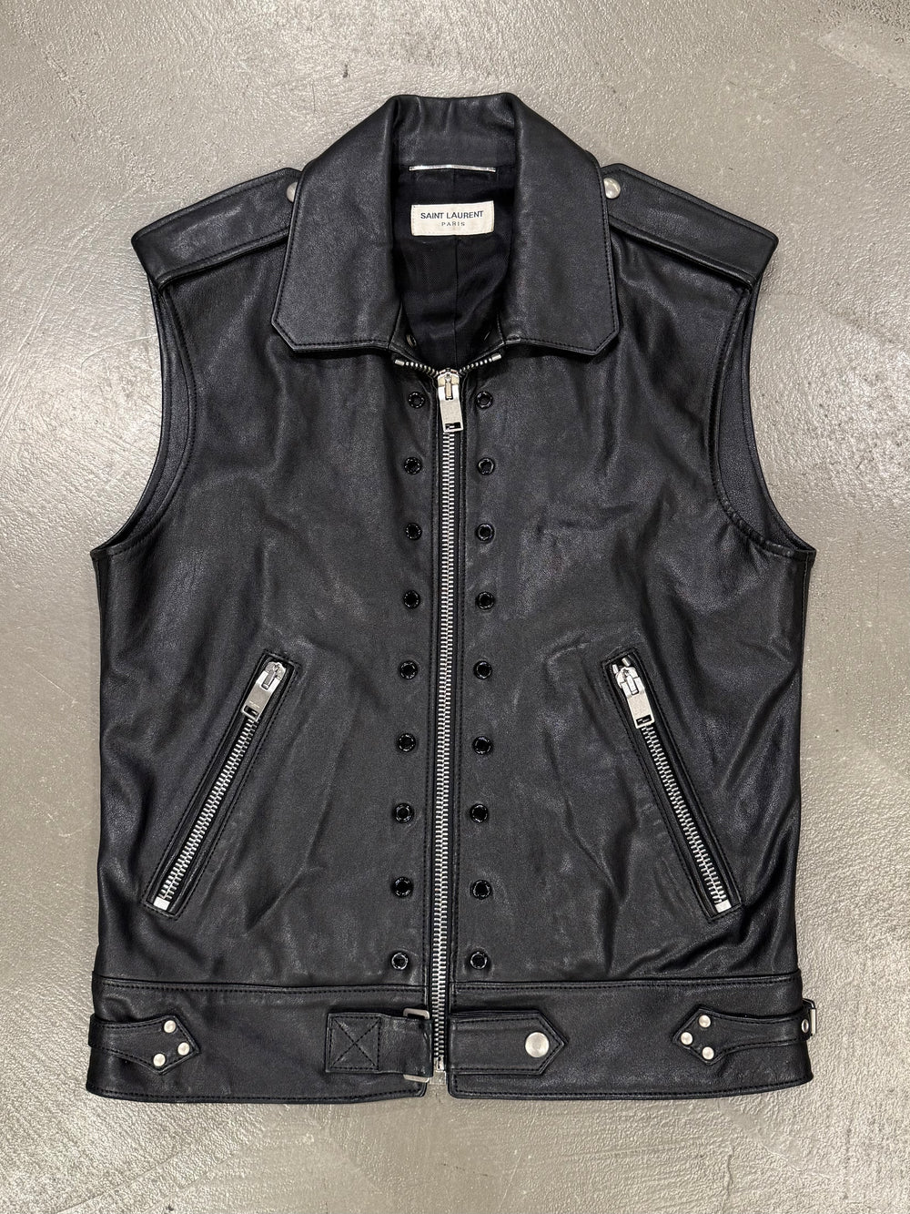S/S2015 Saint Laurent Paris by Hedi Slimane biker leather vest