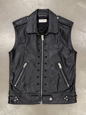 S/S2015 Saint Laurent Paris by Hedi Slimane biker leather vest