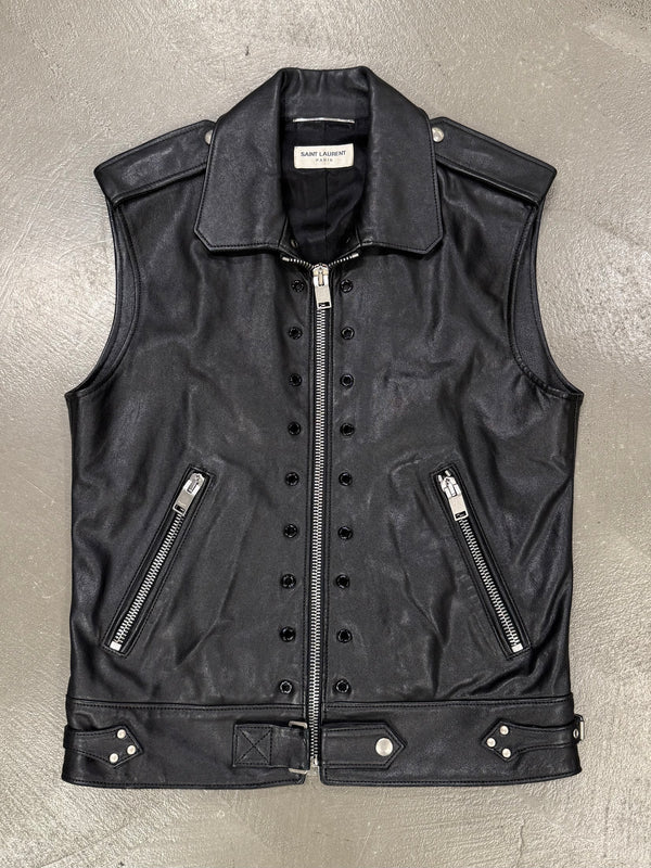 S/S2015 Saint Laurent Paris by Hedi Slimane biker leather vest