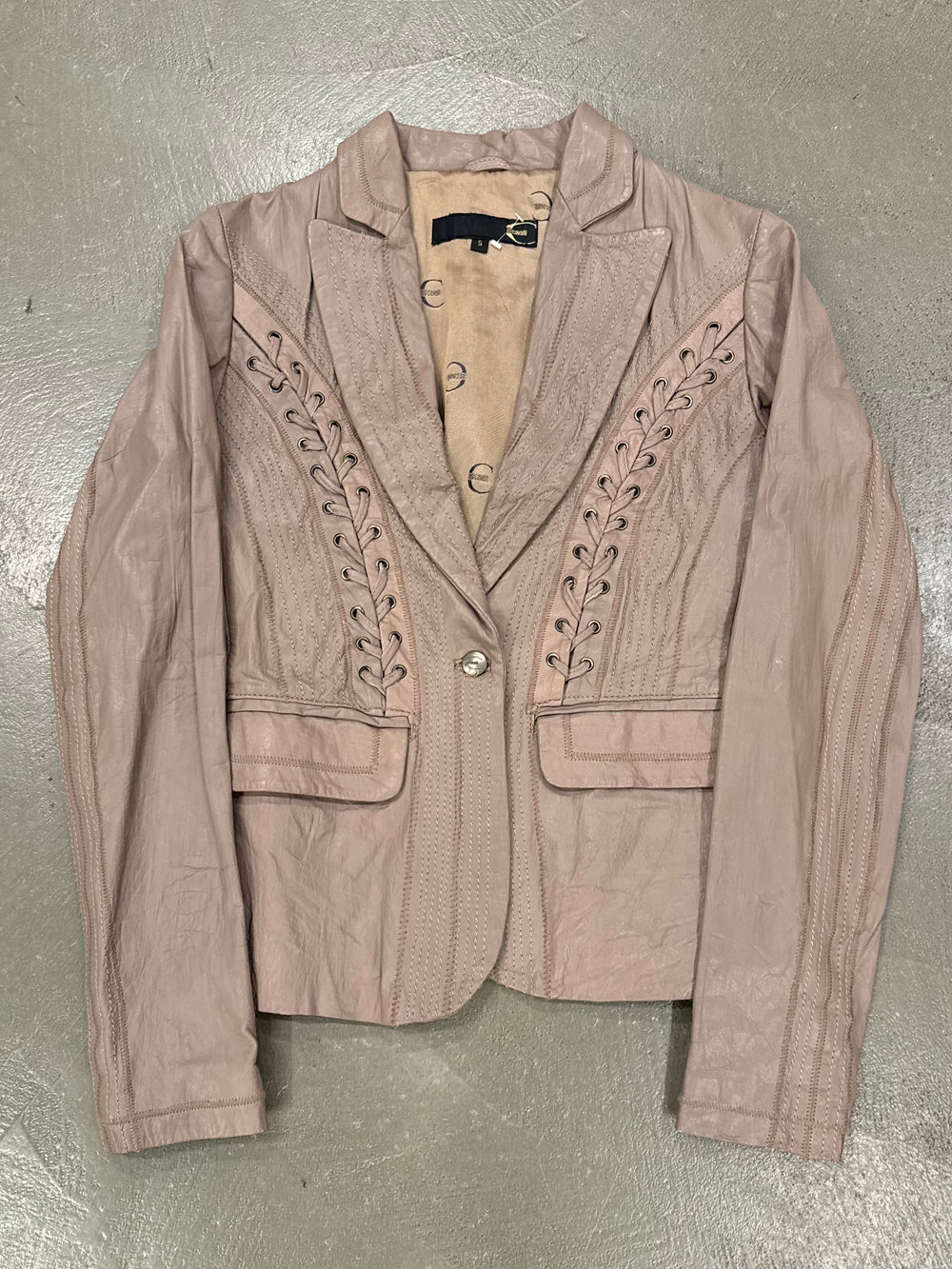 SS2007 Roberto Cavalli lace-up bondage leather blazer jacket