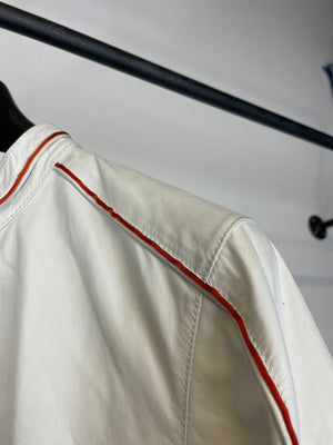 2000s Prada Red Line moto white leather jacket