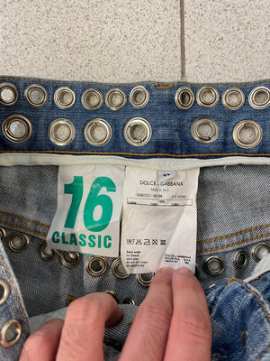 SS06 Dolce & Gabbana eyelet studded holed jeans