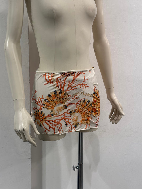 S/S2005 Roberto Cavalli sea print wrap mini skirt