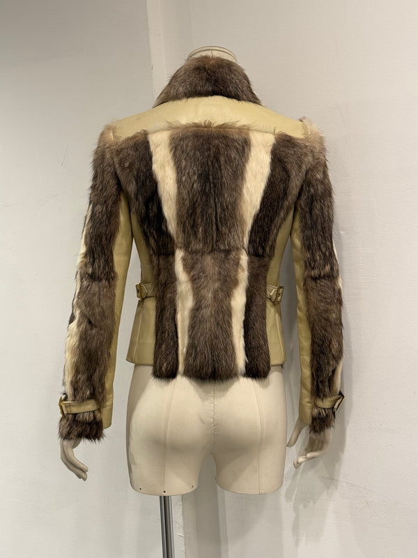 A/W2001 Dolce & Gabbana fur & leather biker jacket