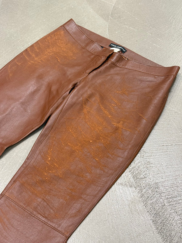 A/W2001 Dolce & Gabbana iconic runway over-heel distressed leather pants