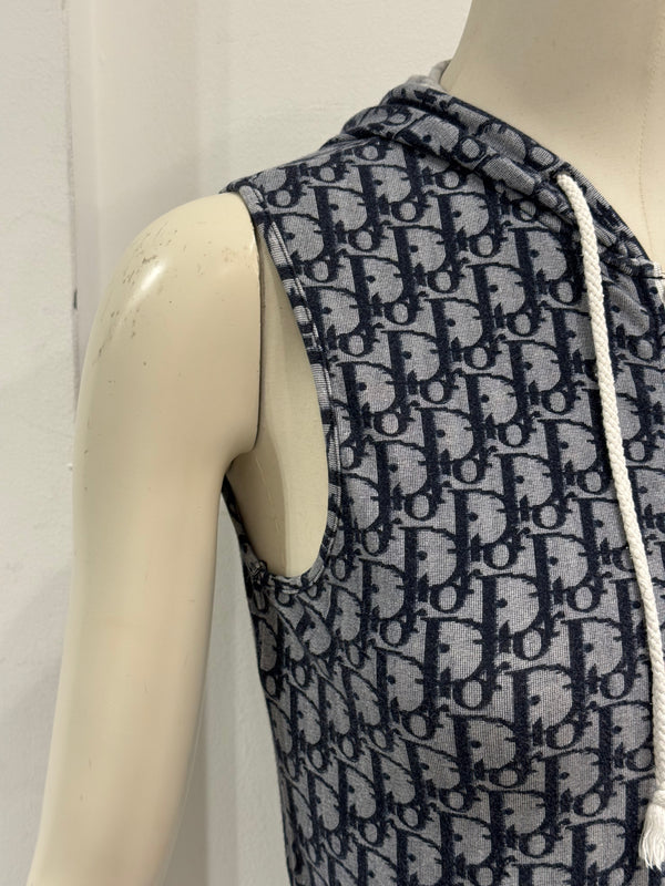 S/S2002 Christian Dior by Galliano monogram zipped vest with hoodie
