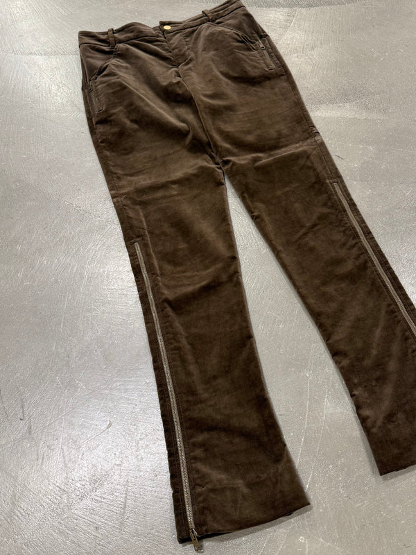 2003 Gucci by Tom Ford zipper flared velour pants