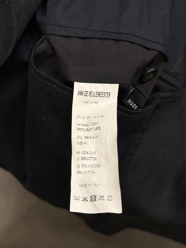 2020s Ann Demeulemeester sample collarless leather blazer