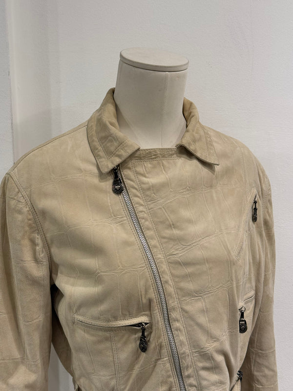 A/W1994 Gianni Versace cropped crocodile embossed leather jacket