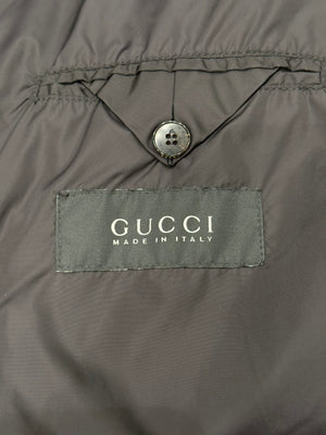 2000s Gucci nylon puffer jacket with leather details