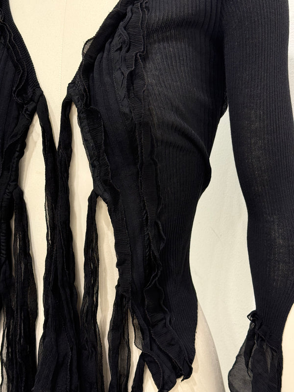 2000s Jean Paul Gaultier sheer ribbon-tie corset blouse