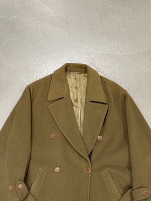 1990s Gianni Versace olive wool double-breasted overcoat