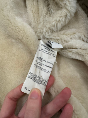 2000s Roberto Cavalli bronze metallic shearling bomber jacket