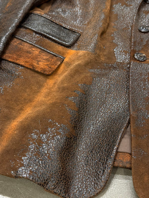 A/W2000 Roberto Cavalli artisanal eroded leather blazer