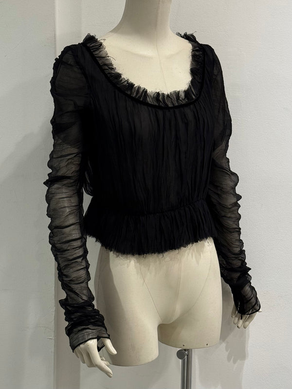 A/W2002 Alexander McQueen runway sheer silk peplum top