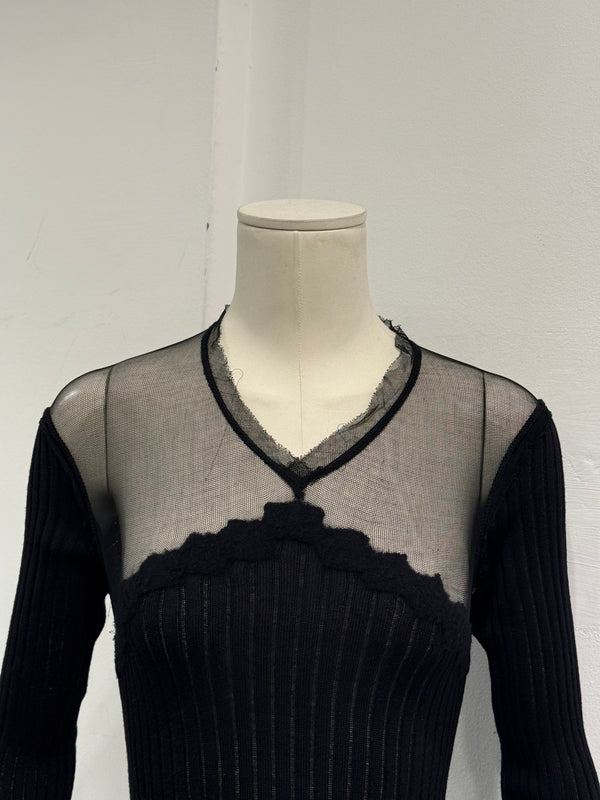 2000s Jean Paul Gaultier hybrid sheer wool top