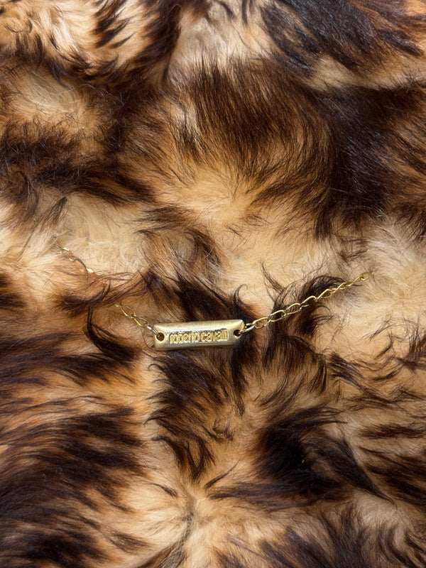 2000s Roberto Cavalli Shearling leather jacket with gold chains