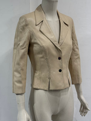 1990s Mugler leather blazer jacket