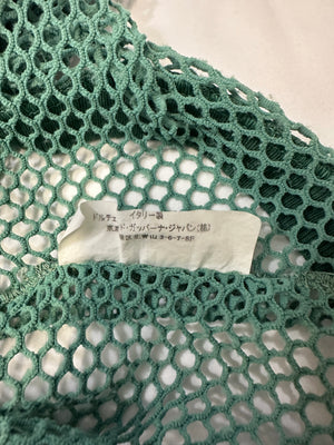 1990s D&G by Dolce & Gabbana green fishnet mesh tank top