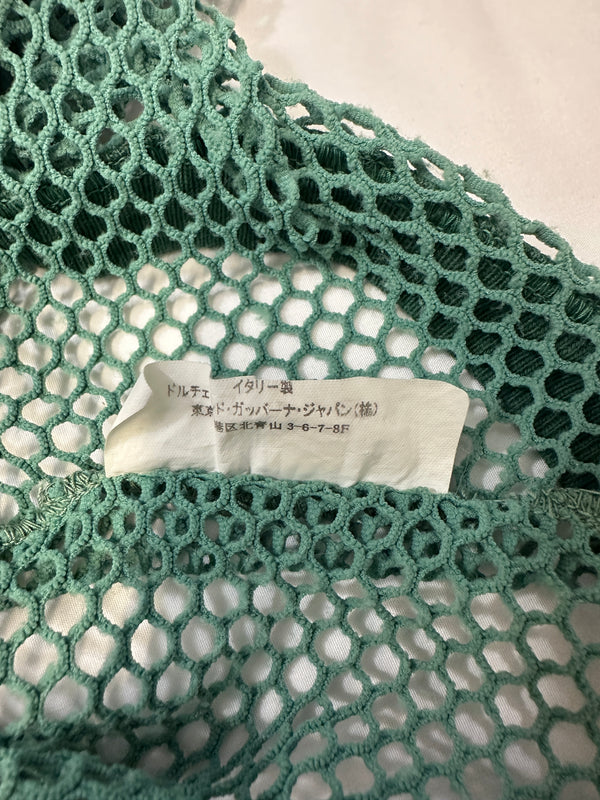 1990s D&G by Dolce & Gabbana green fishnet mesh tank top
