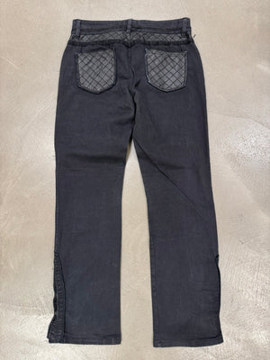 2000s Chanel black distressed patchwork jeans