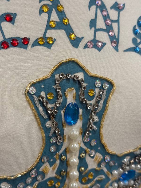 2000s Versace embellished stones cross tank top
