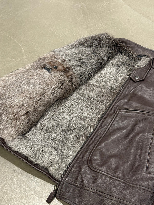 2000s Gucci by Tom Ford fur lining leather bomber jacket