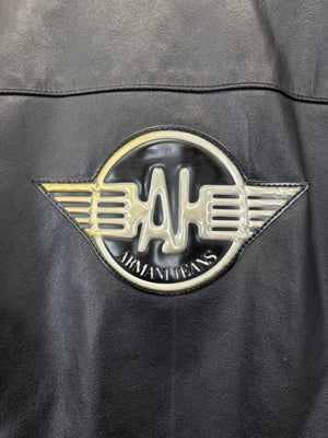 1980s Armani cropped biker leather jacket