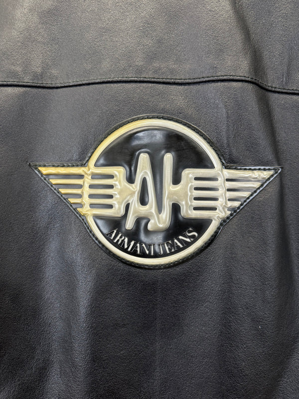 1980s Armani cropped biker leather jacket
