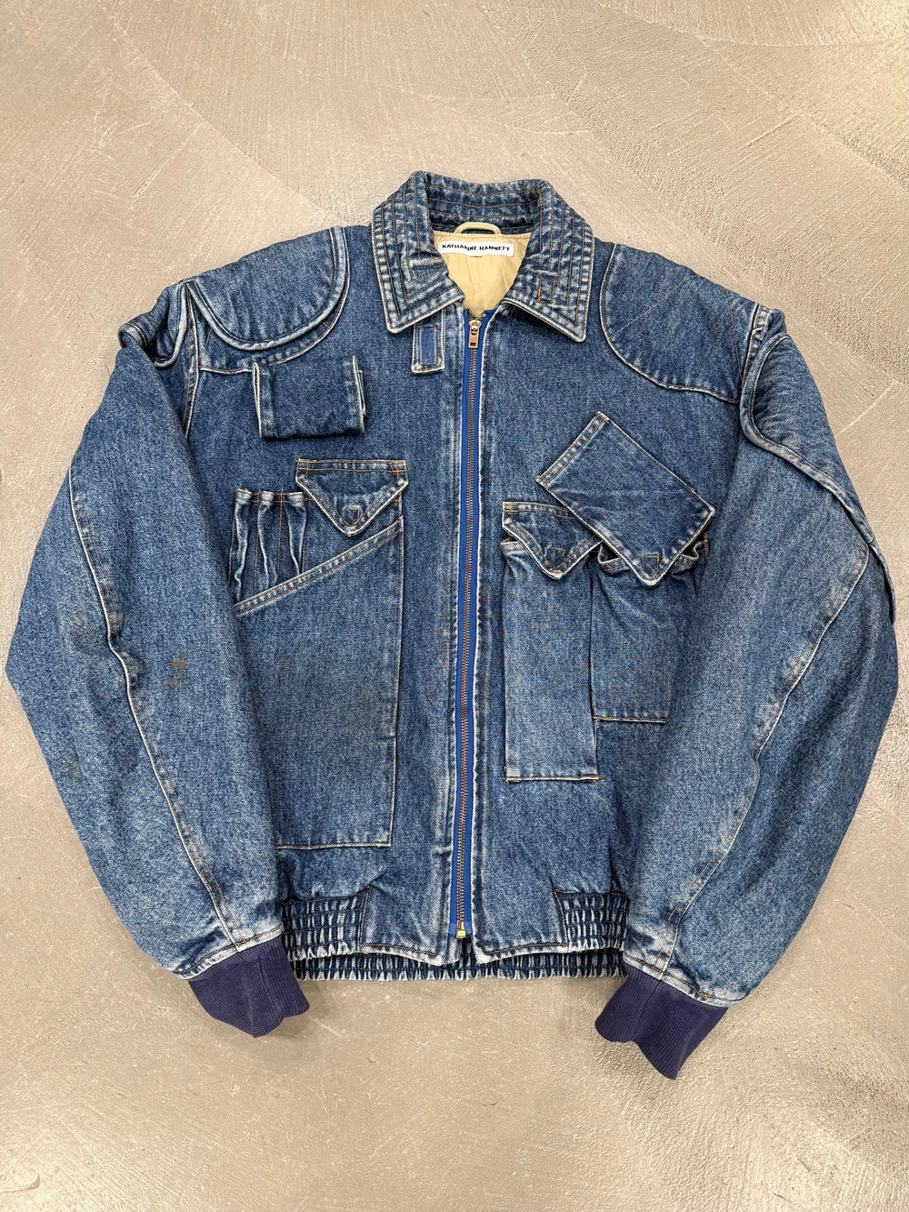 A/W1986 Katharine Hamnett denim cargo bomber jacket