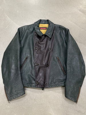 1990s Armani double breasted aviator leather jacket