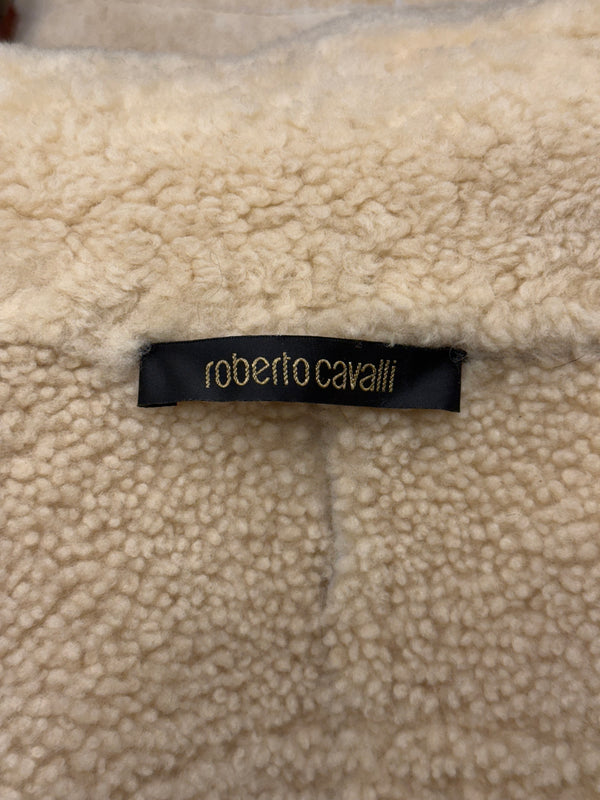 Roberto Cavalli shearling jacket with contrast leather details