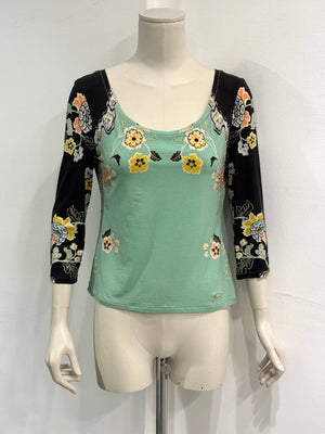 S/S2003 Roberto Cavalli chinoserie print set (top, cardigan & jeans)