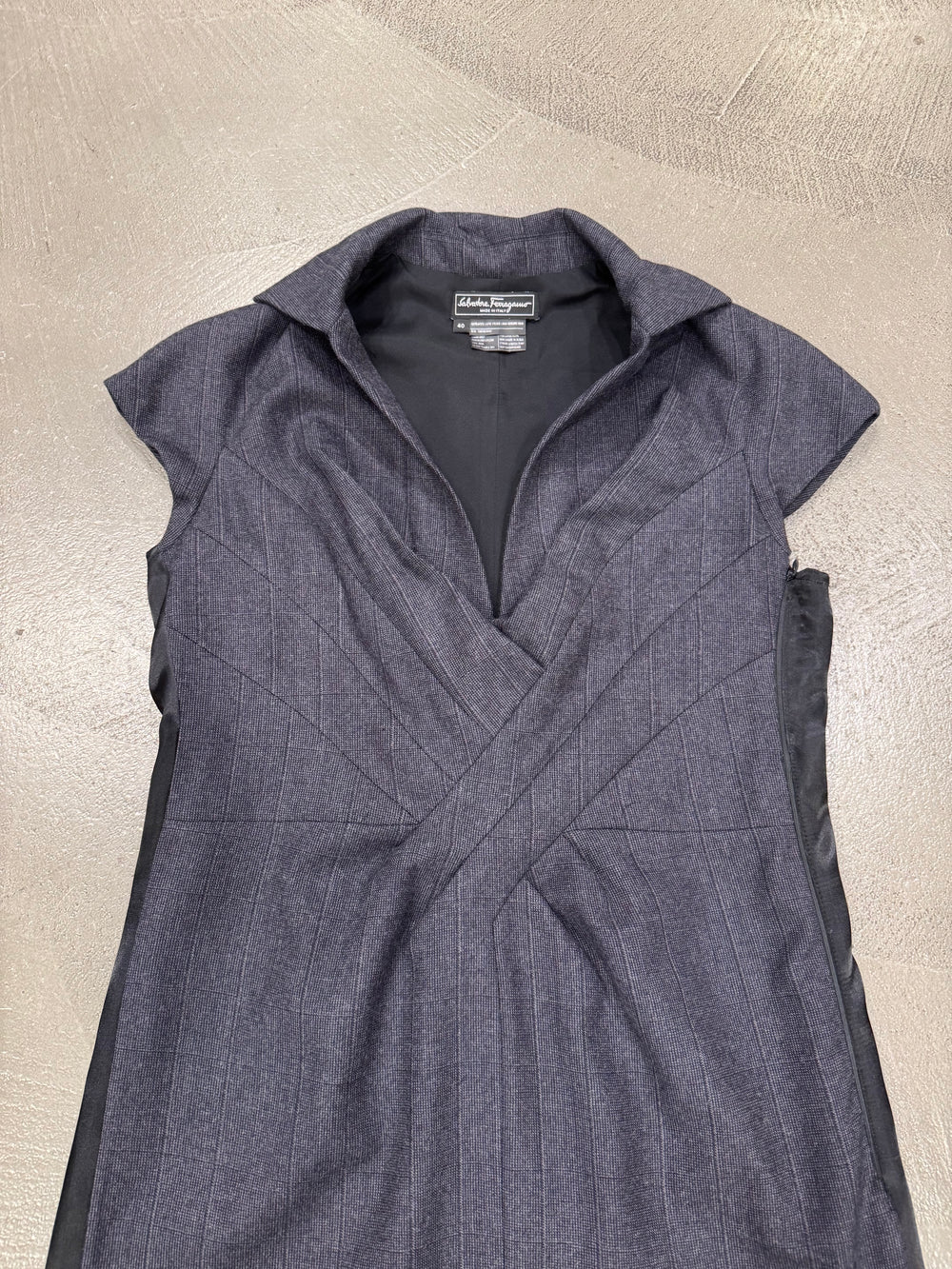 1990s Salvatore Ferragamo midi collar dress