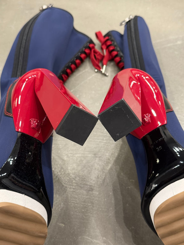 S/S2017 Versace iconic runway neoprene multi color high boots