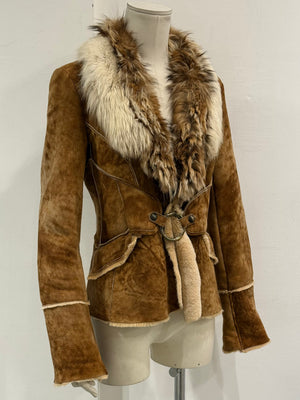 F/W2004 Roberto Cavalli shearling jacket with fur collar