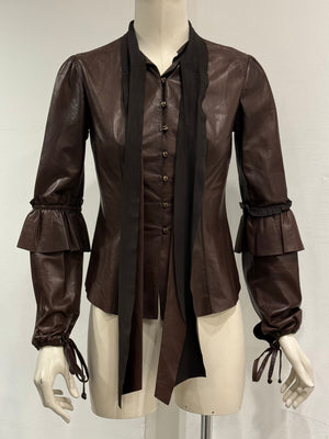 2000s Roberto Cavalli Tie leather jacket