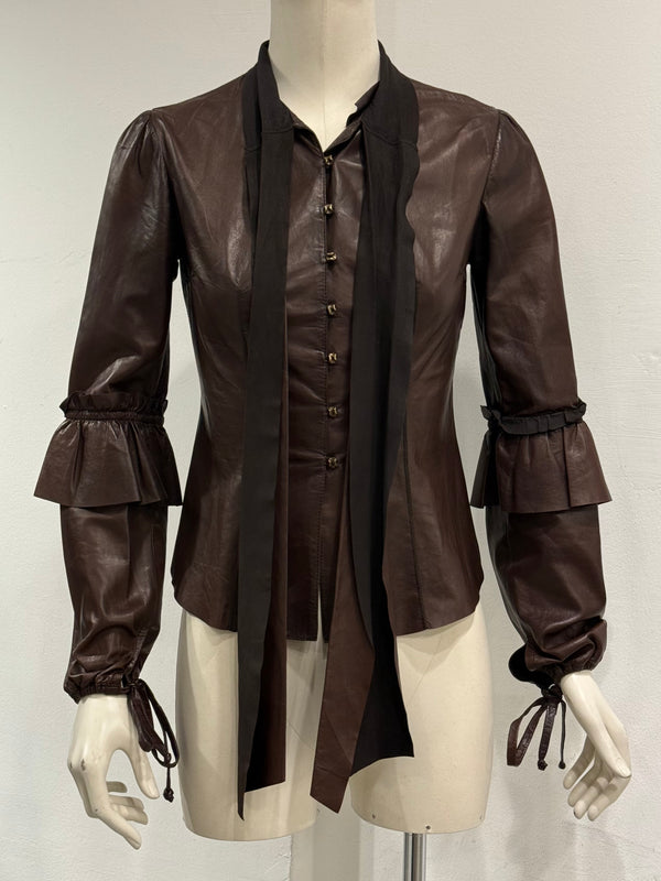 2000s Roberto Cavalli Tie leather jacket