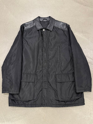 2000s Prada leather panel nylon jacket