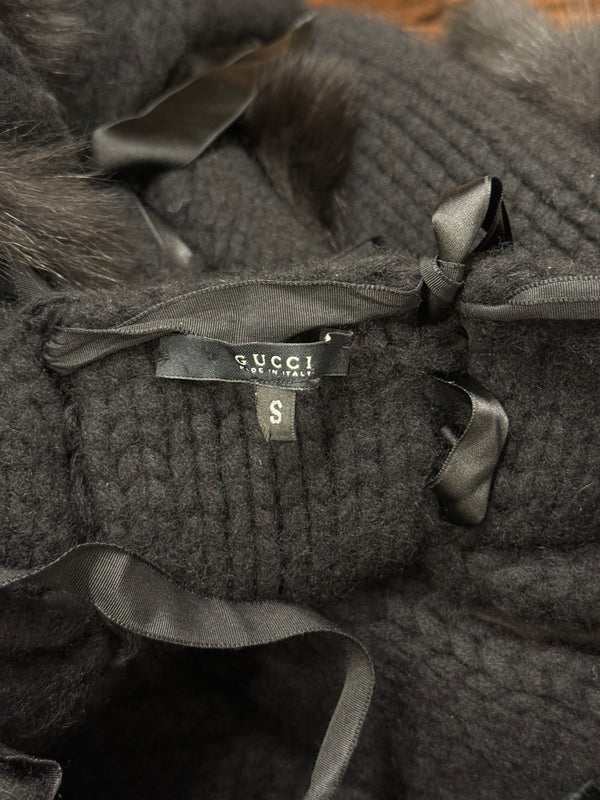A/W2002 Gucci by Tom Ford fox fur black wool knit