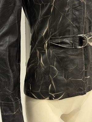 2000s Plein Sud dyed effect distressed leather jacket