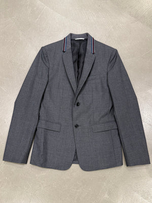 2010s Dior slim-fit tailored blazer with contrast striped collar